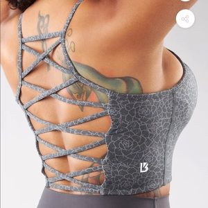 Ivy Crop Eden Print Grey - Buffbunny NWT